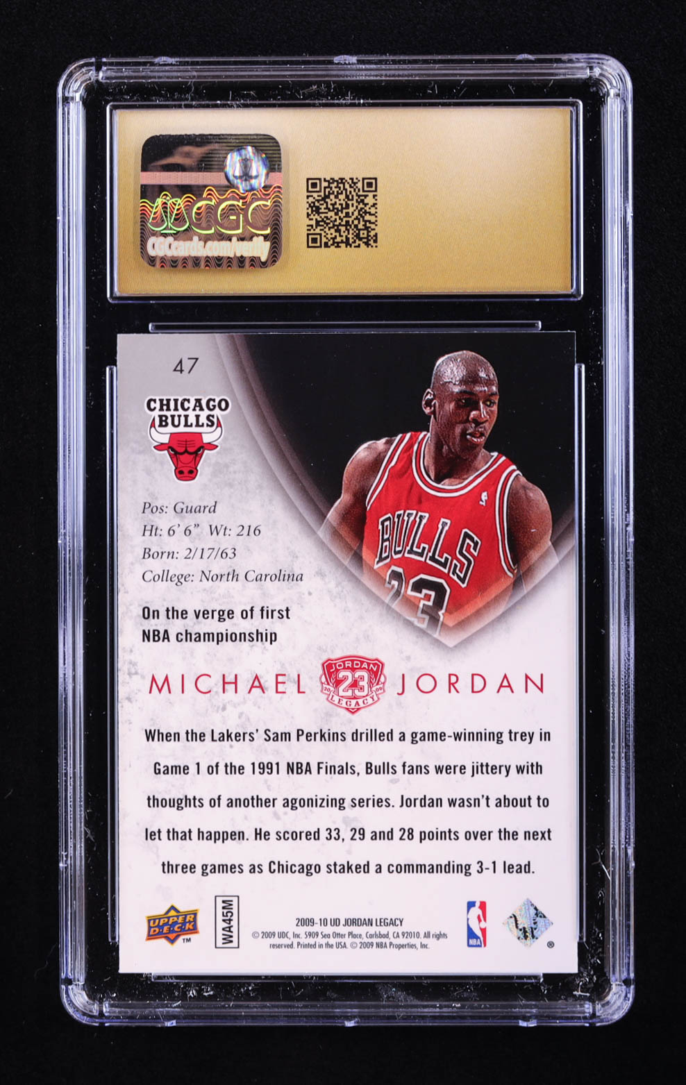 Michael Jordan 2009-10 Upper Deck Michael Jordan Legacy Collection Gold #47 (CGC | Pristine Black Label) at PristineAuction.com Michael Jordan 2009-10 Upper Deck Michael Jordan Legacy Collection Gold #47 (CGC | Pristine Black Label) at PristineAuction.com