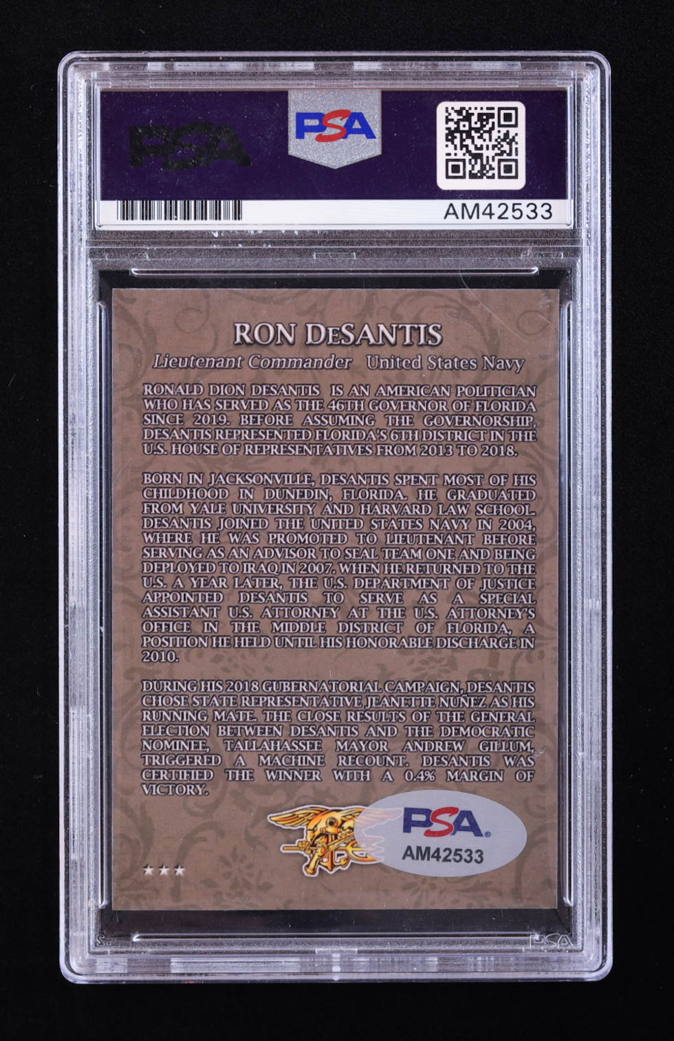 Ron DeSantis Signed Custom Trading Card (PSA) at PristineAuction.com Ron DeSantis Signed Custom Trading Card (PSA) at PristineAuction.com