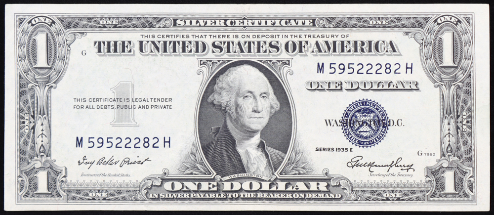 1935-E United States $1 One Dollar Silver Certificate - Blue Seal at PristineAuction.com 1935-E United States $1 One Dollar Silver Certificate - Blue Seal at PristineAuction.com