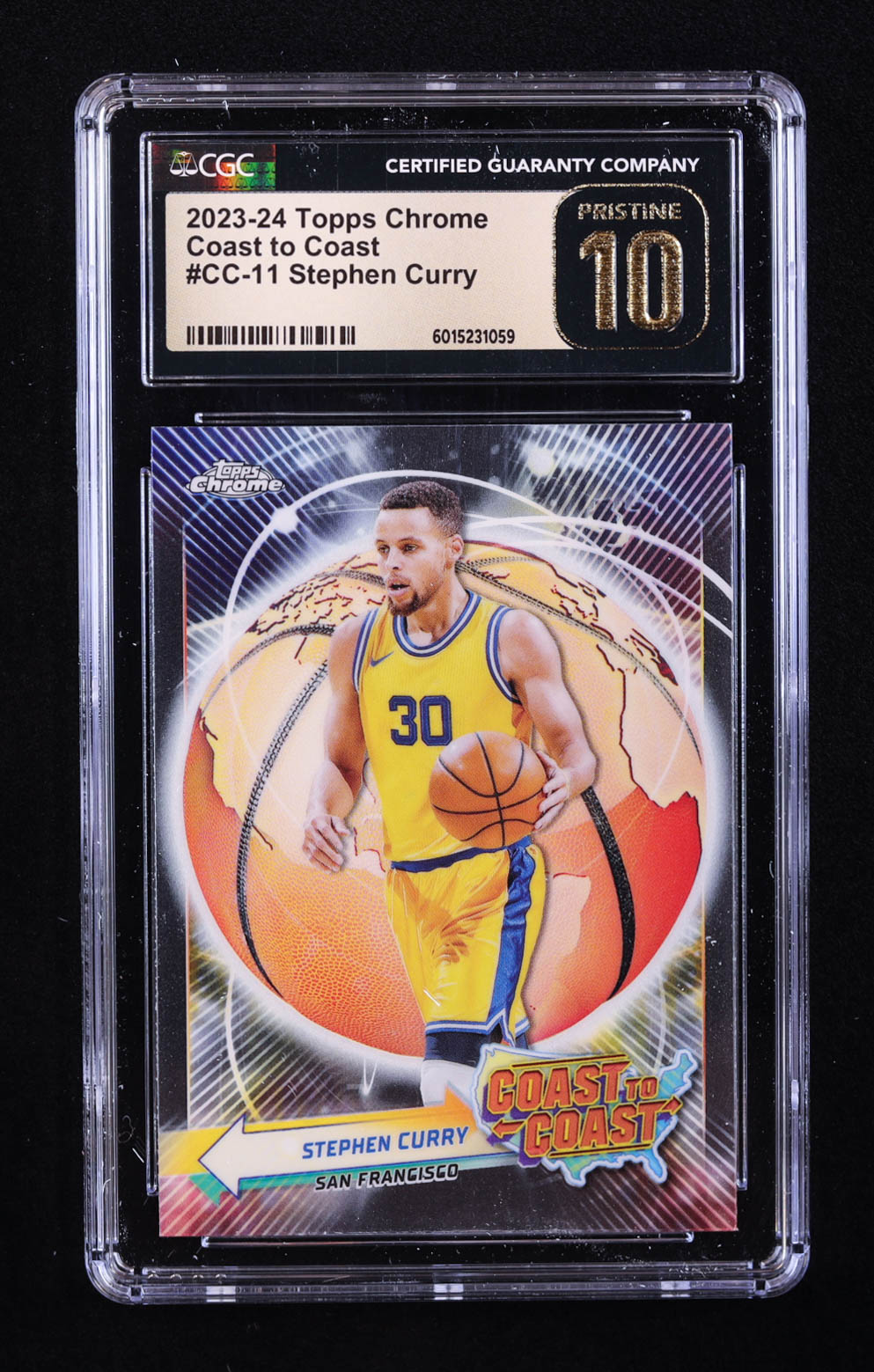 Stephen Curry 2023-24 Topps Chrome Coast to Coast #CC11 (CGC 10 | Pristine Black Label) at PristineAuction.com Stephen Curry 2023-24 Topps Chrome Coast to Coast #CC11 (CGC 10 | Pristine Black Label) at PristineAuction.com