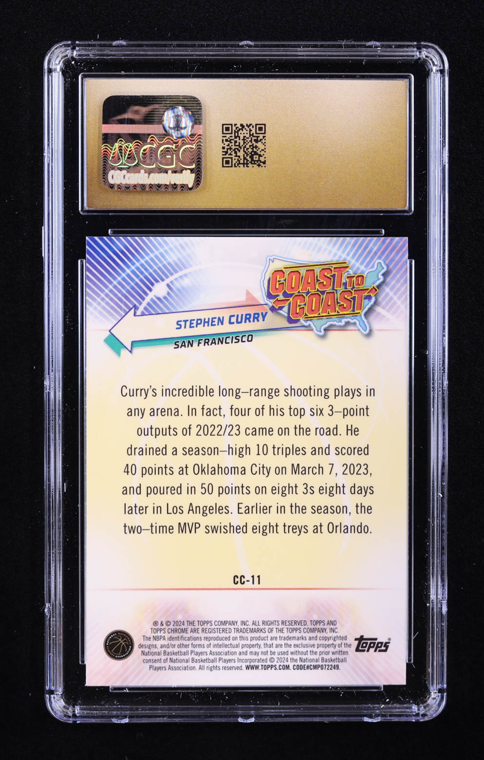 Stephen Curry 2023-24 Topps Chrome Coast to Coast #CC11 (CGC 10 | Pristine Black Label) at PristineAuction.com Stephen Curry 2023-24 Topps Chrome Coast to Coast #CC11 (CGC 10 | Pristine Black Label) at PristineAuction.com