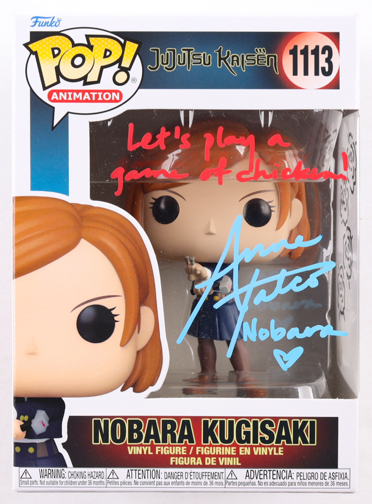 Anne Yatco Signed "Jujutsu Kaisen" #1113 Nobara Kugisaki Funko Pop! Vinyl Figure Inscribed "Let's Play A Game Of Chicken!", "Nobara" & A Hand Drawn Sketch (JSA) at PristineAuction.com Anne Yatco Signed "Jujutsu Kaisen" #1113 Nobara Kugisaki Funko Pop! Vinyl Figure Inscribed "Let's Play A Game Of Chicken!", "Nobara" & A Hand Drawn Sketch (JSA) at PristineAuction.com