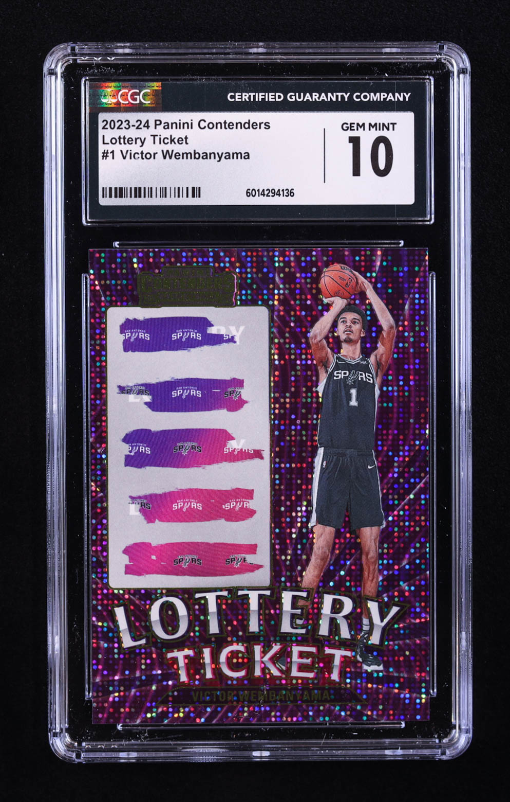Victor Wembanyama 2023-24 Panini Contenders Lottery Ticket #1 RC (CGC 10) at PristineAuction.com Victor Wembanyama 2023-24 Panini Contenders Lottery Ticket #1 RC (CGC 10) at PristineAuction.com