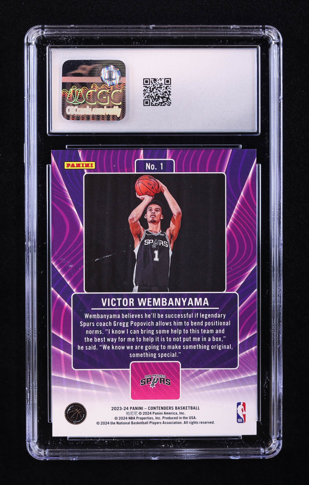 Victor Wembanyama 2023-24 Panini Contenders Lottery Ticket #1 RC (CGC 10) at PristineAuction.com Victor Wembanyama 2023-24 Panini Contenders Lottery Ticket #1 RC (CGC 10) at PristineAuction.com