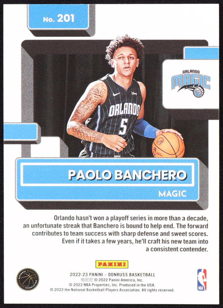 Paolo Banchero 2022-23 Donruss Holo Green Explosion #201 RR RC at PristineAuction.com Paolo Banchero 2022-23 Donruss Holo Green Explosion #201 RR RC at PristineAuction.com