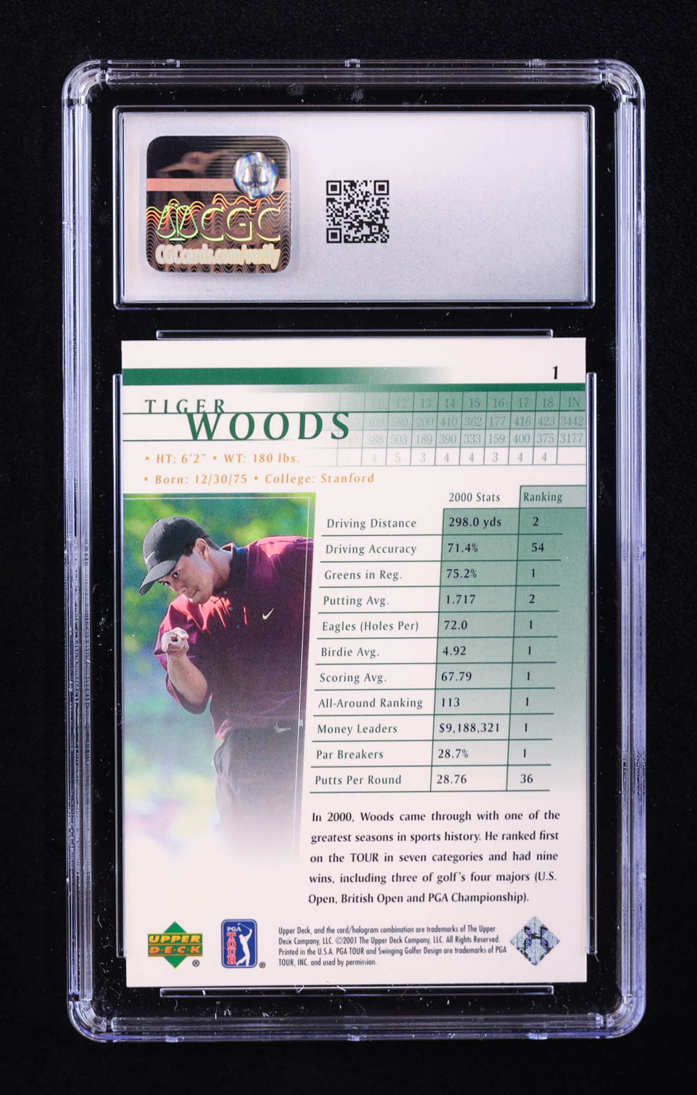 Tiger Woods 2001 Upper Deck #1 RC (CGC 10) at PristineAuction.com Tiger Woods 2001 Upper Deck #1 RC (CGC 10) at PristineAuction.com