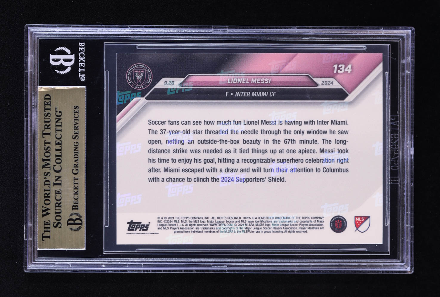 Lionel Messi 2024 Topps Now MLS #134 (BGS 9.5) at PristineAuction.com Lionel Messi 2024 Topps Now MLS #134 (BGS 9.5) at PristineAuction.com