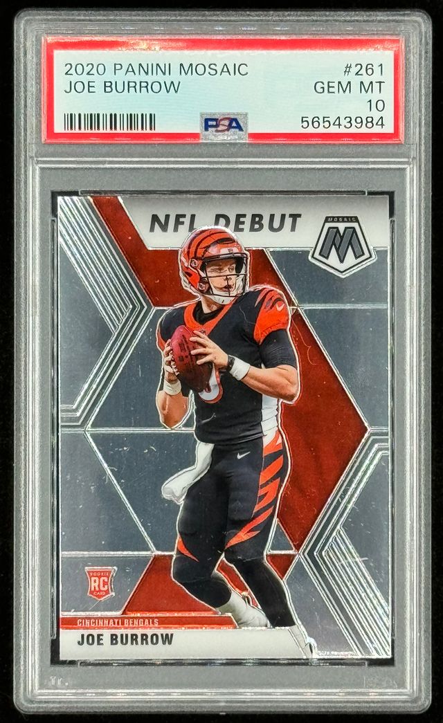 Joe Burrow 2020 Panini Mosaic #261 DEB RC (PSA 10) at PristineAuction.com Joe Burrow 2020 Panini Mosaic #261 DEB RC (PSA 10) at PristineAuction.com