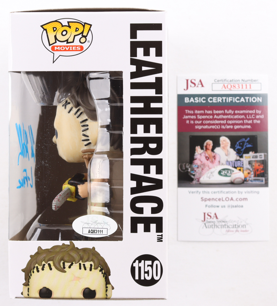 Kane Hodder Signed "The Texas Chainsaw Massacre" #1150 Leatherface Funko Pop! Vinyl Figure Inscribed "L-Face" (JSA) at PristineAuction.com Kane Hodder Signed "The Texas Chainsaw Massacre" #1150 Leatherface Funko Pop! Vinyl Figure Inscribed "L-Face" (JSA) at PristineAuction.com