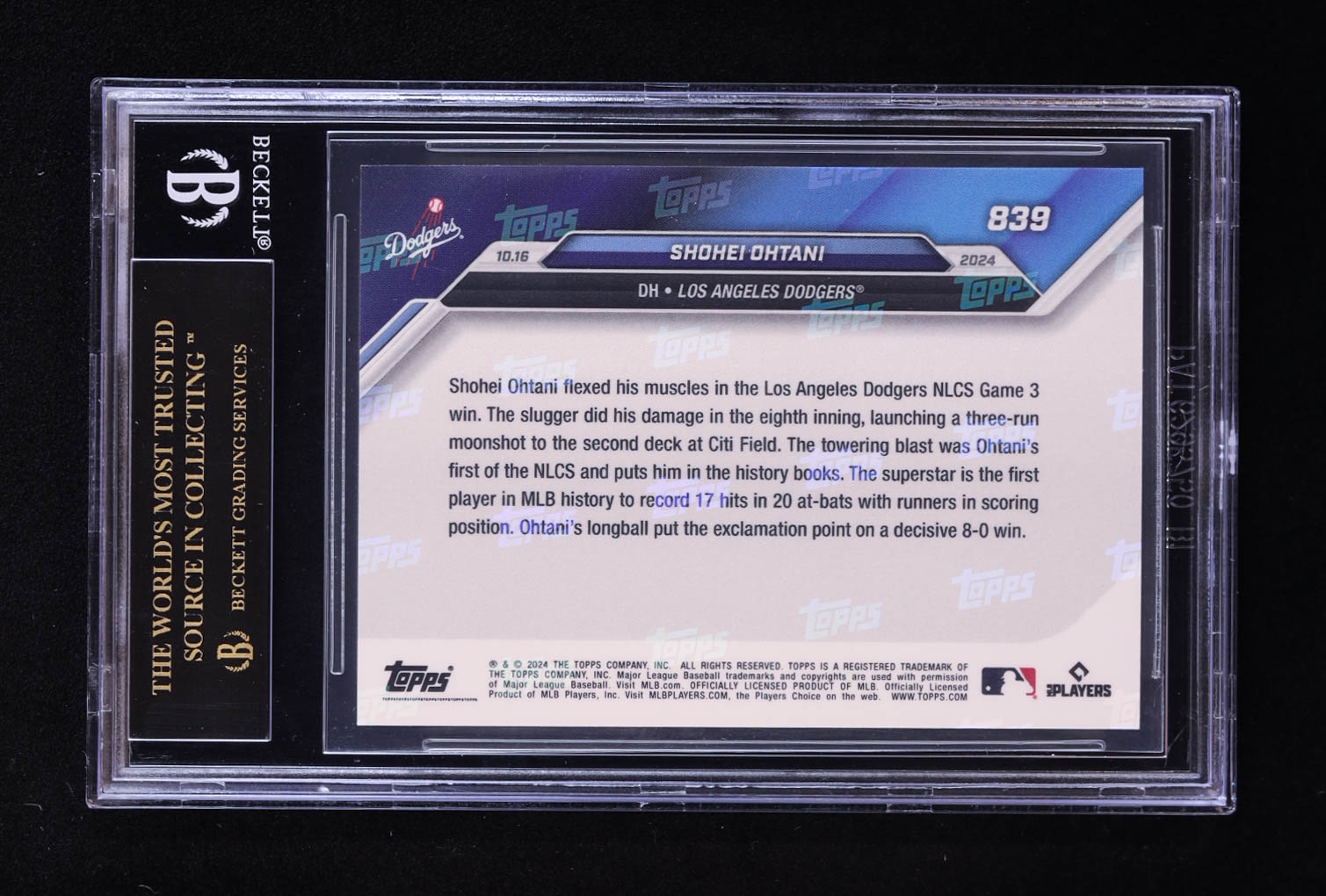 Shohei Ohtani 2024 Topps Now #839 (BGS Black Label 10) at PristineAuction.com Shohei Ohtani 2024 Topps Now #839 (BGS Black Label 10) at PristineAuction.com