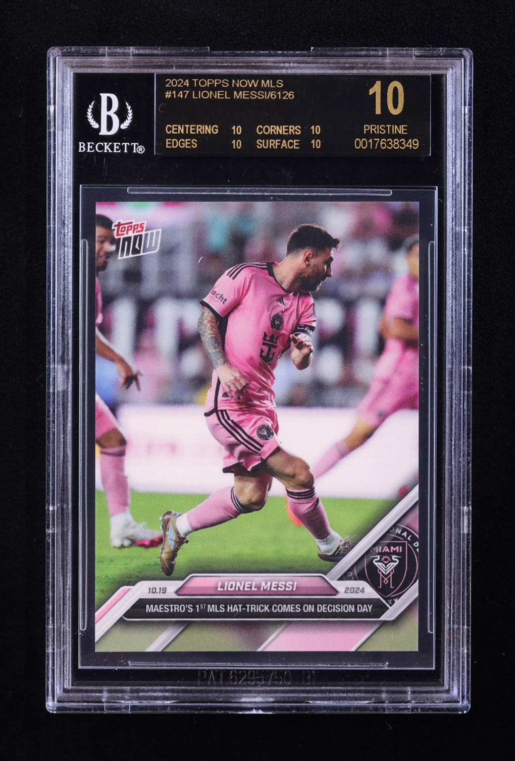 Lionel Messi 2024 Topps Now MLS #147 (BGS Black Label 10) at PristineAuction.com Lionel Messi 2024 Topps Now MLS #147 (BGS Black Label 10) at PristineAuction.com