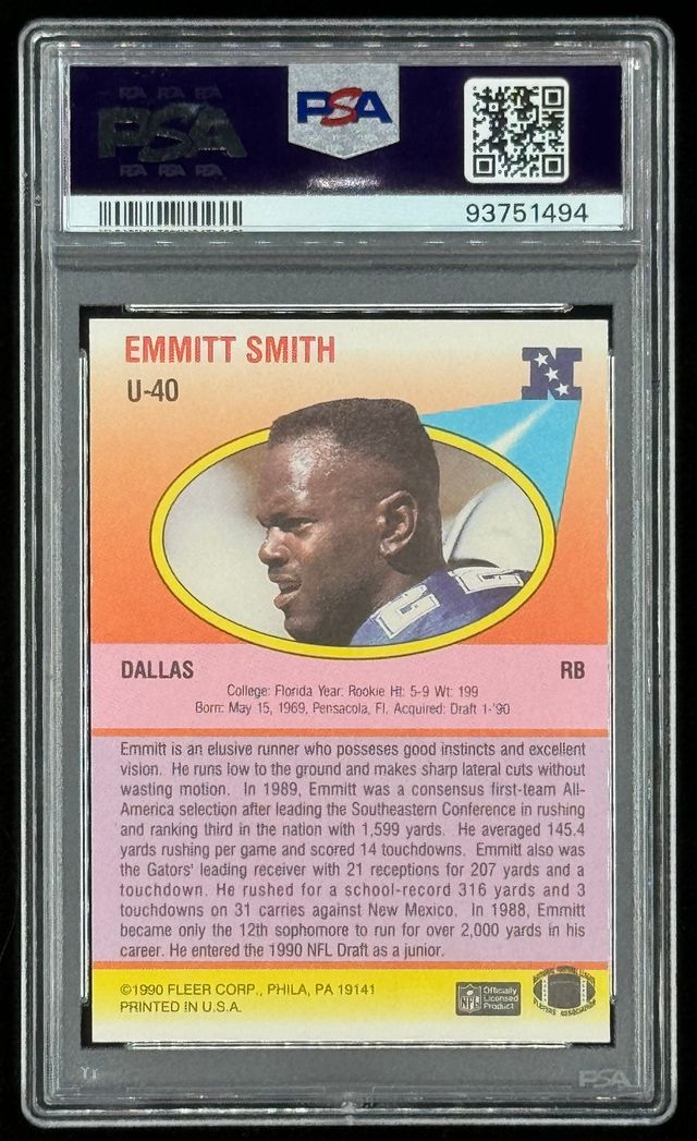 Emmitt Smith 1990 Fleer Update #U40 RC (PSA 9) at PristineAuction.com Emmitt Smith 1990 Fleer Update #U40 RC (PSA 9) at PristineAuction.com