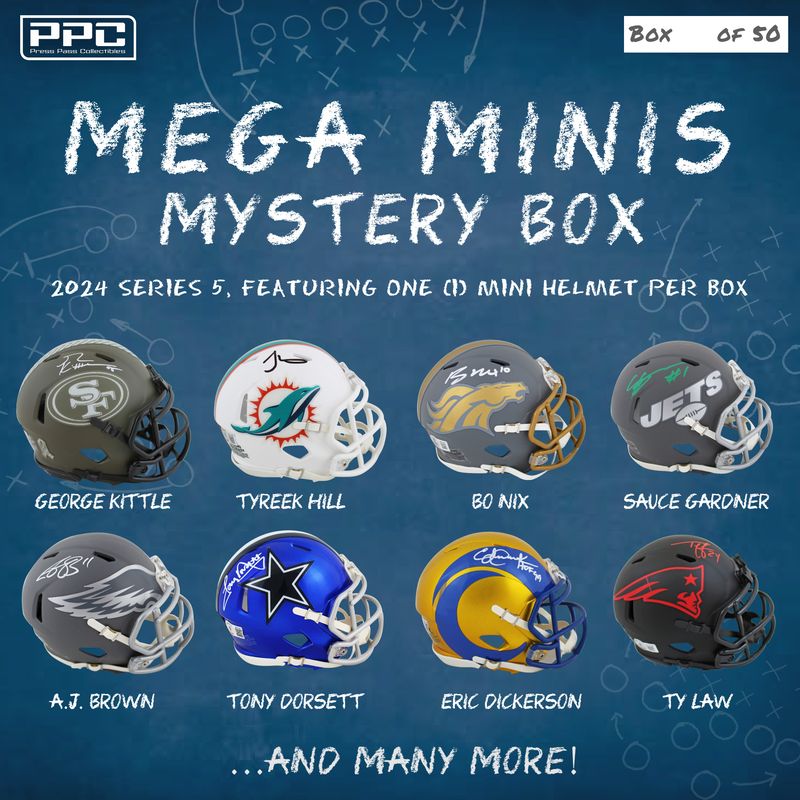 Press Pass Collectibles 2024 Mega Mini Helmet Mystery Box – Series 5 (Limited to 50) at PristineAuction.com Press Pass Collectibles 2024 Mega Mini Helmet Mystery Box – Series 5 (Limited to 50) at PristineAuction.com
