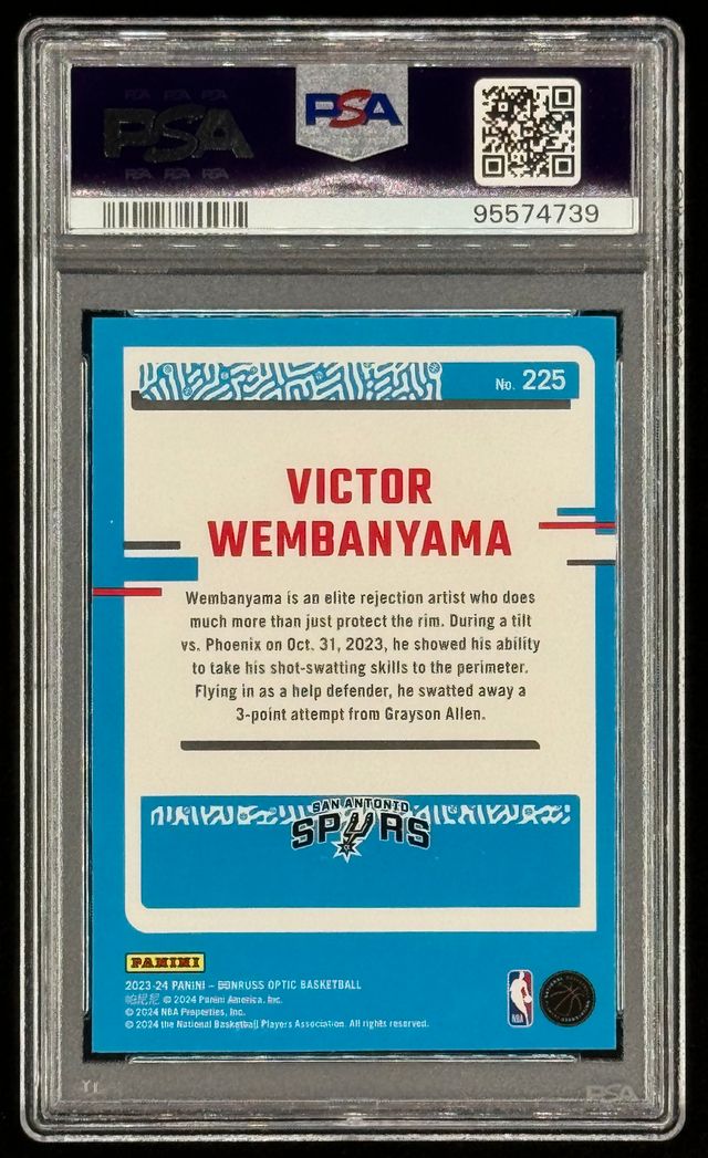 Victor Wembanyama 2023-24 Donruss Optic #225 RR RC (PSA 10) at PristineAuction.com Victor Wembanyama 2023-24 Donruss Optic #225 RR RC (PSA 10) at PristineAuction.com