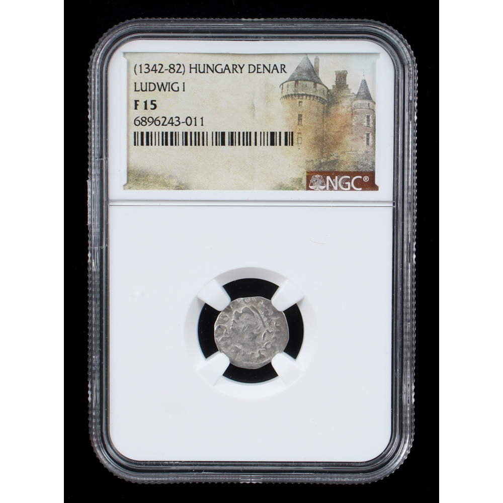 Ludwig I (1342-1382) Medieval Hungary Silver Denar (NGC F15) at PristineAuction.com