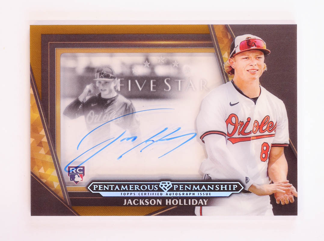 Jackson Holliday 2024 Topps Five Star Pentamerous Penmanship #PPJH RC #4/5 at PristineAuction.com Jackson Holliday 2024 Topps Five Star Pentamerous Penmanship #PPJH RC #4/5 at PristineAuction.com