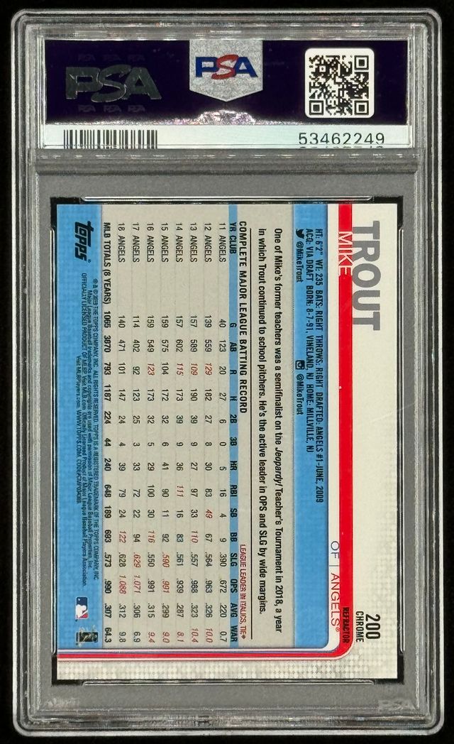 Mike Trout 2019 Topps Chrome Refractors #200 (PSA 10) at PristineAuction.com Mike Trout 2019 Topps Chrome Refractors #200 (PSA 10) at PristineAuction.com