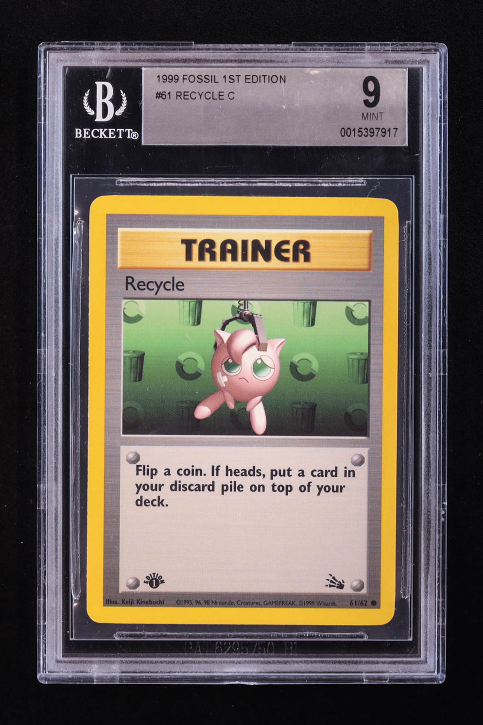 Recycle 1999 Pokemon Fossil 1st Edition #61 (BGS 9) at PristineAuction.com Recycle 1999 Pokemon Fossil 1st Edition #61 (BGS 9) at PristineAuction.com