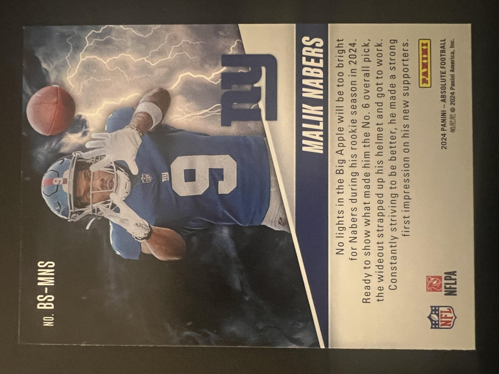 Malik Nabers 2024 Panini Absolute By Storm #5 RC at PristineAuction.com Malik Nabers 2024 Panini Absolute By Storm #5 RC at PristineAuction.com