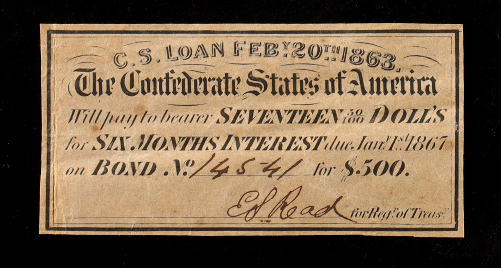 1867 $17.50 Confederate States of America Richmond CSA Bank Note Bond at PristineAuction.com 1867 $17.50 Confederate States of America Richmond CSA Bank Note Bond at PristineAuction.com