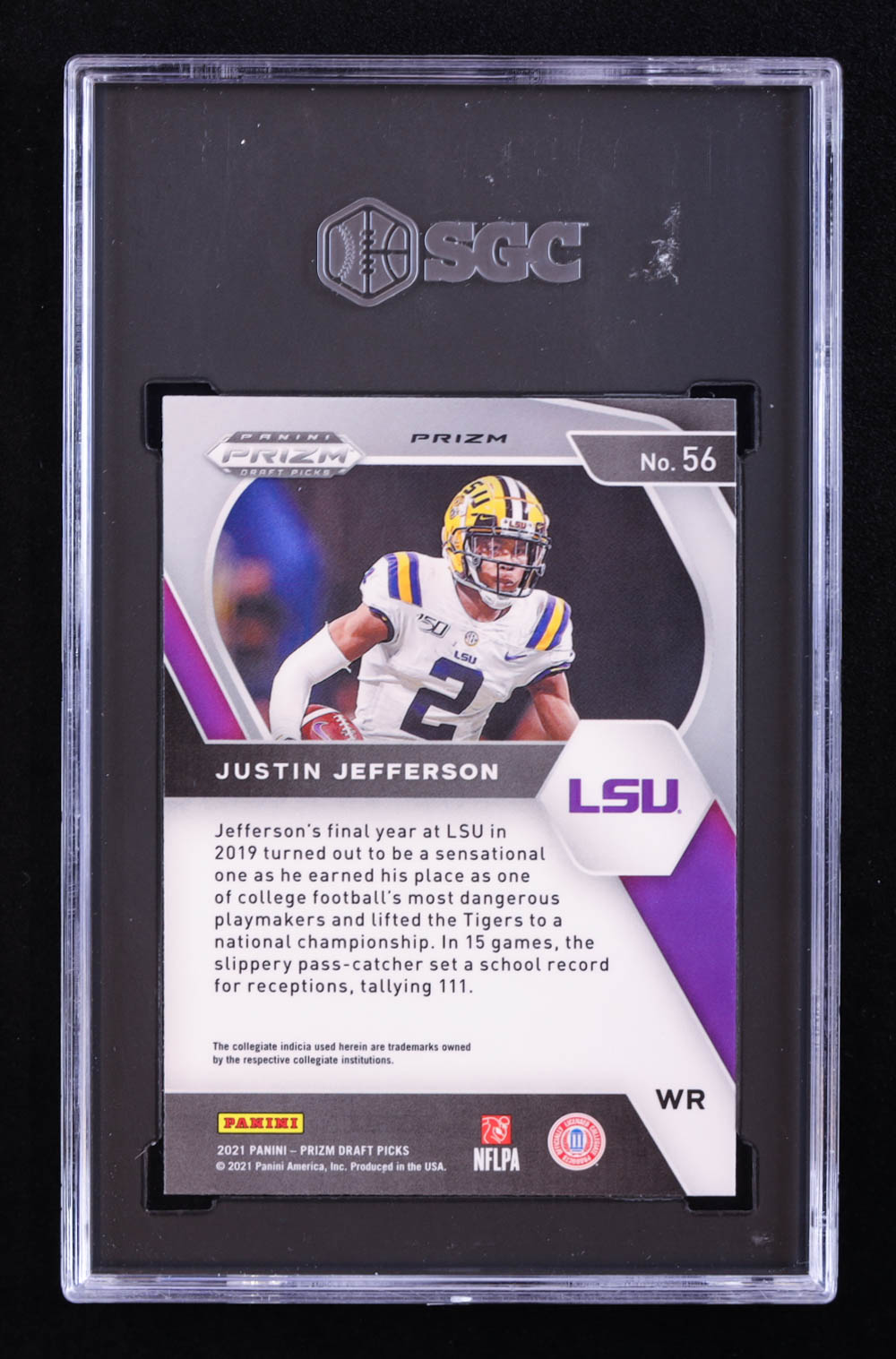 Justin Jefferson 2021 Panini Prizm Draft Picks Prizms Silver #56 (SGC 10) at PristineAuction.com Justin Jefferson 2021 Panini Prizm Draft Picks Prizms Silver #56 (SGC 10) at PristineAuction.com