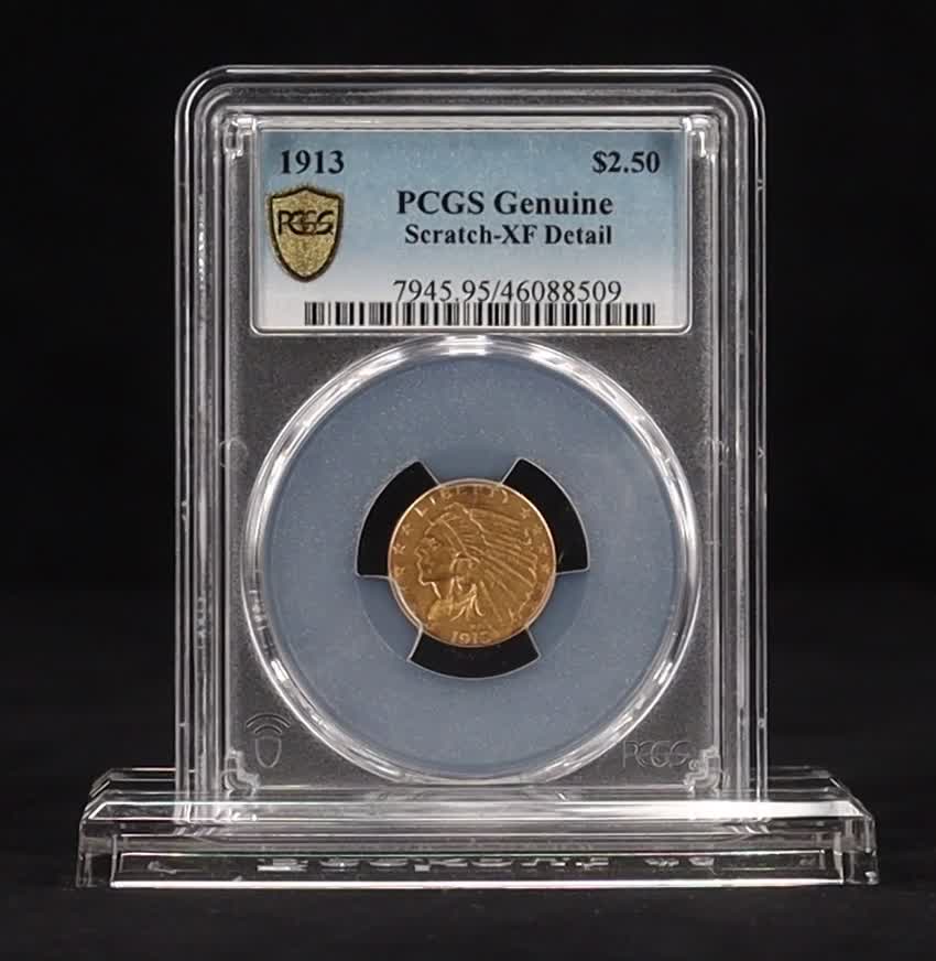 1913 U.S. Indian Quarter Eagle $2.50 Gold Coin - Scratch - Gold Shield (PCGS Genuine XF Detail) at PristineAuction.com