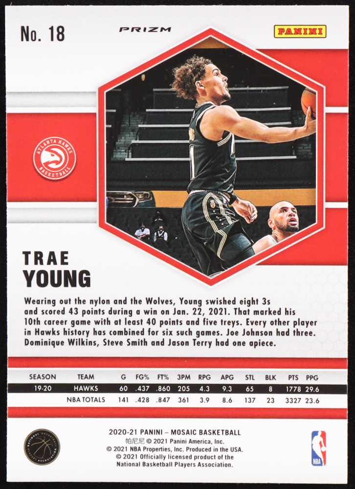 Trae Young 2020-21 Panini Mosaic Mosaic Red #18 at PristineAuction.com Trae Young 2020-21 Panini Mosaic Mosaic Red #18 at PristineAuction.com