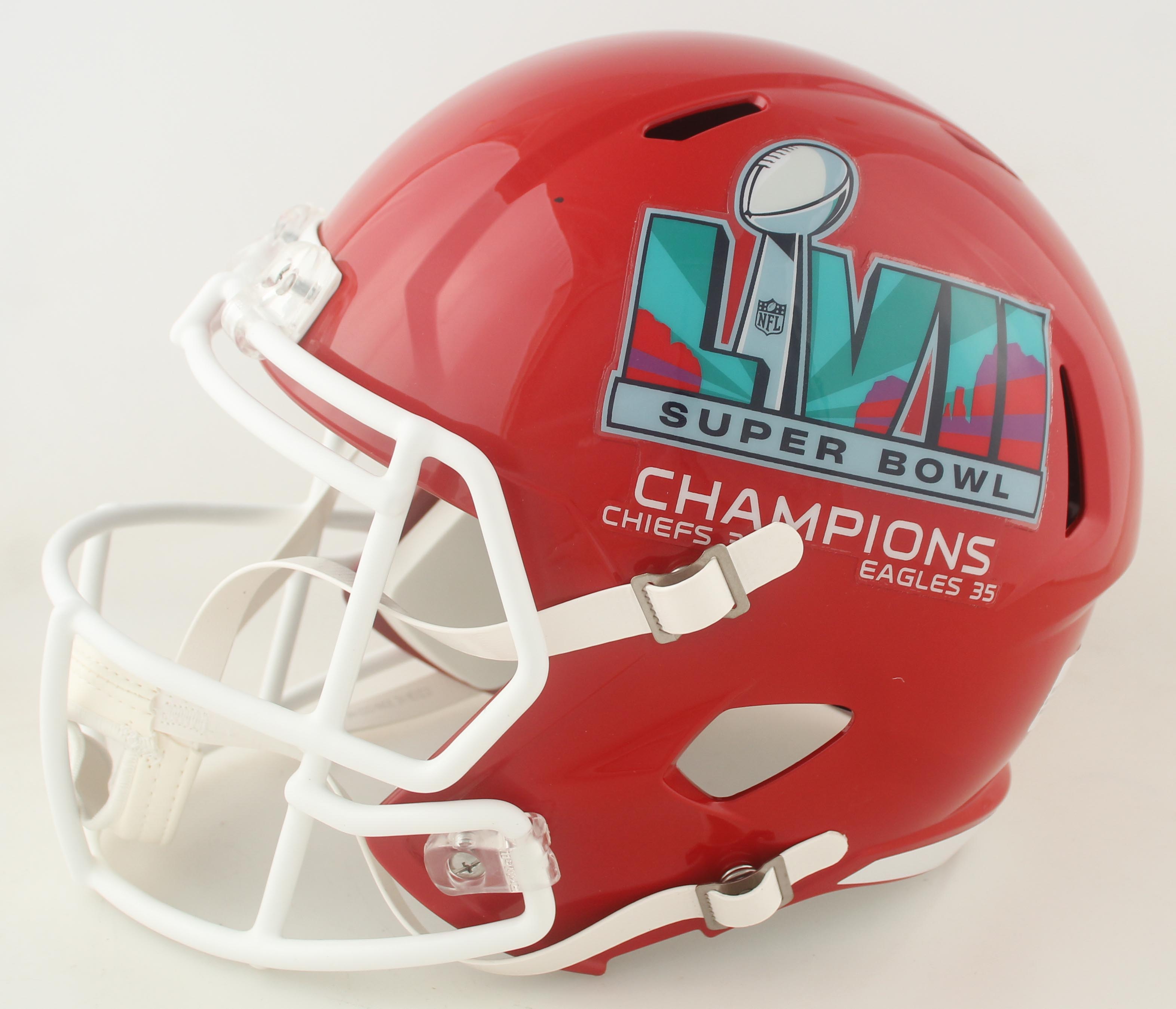 Patrick Mahomes Signed Super Bowl LVII Champions Logo Full-Size Speed Helmet (Beckett) at PristineAuction.com Patrick Mahomes Signed Super Bowl LVII Champions Logo Full-Size Speed Helmet (Beckett) at PristineAuction.com