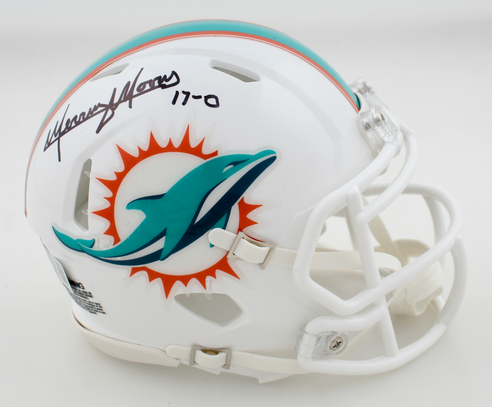 Mercury Morris Signed Dolphins Throwback Speed Mini Helmet Inscribed "17-0" (Beckett) at PristineAuction.com Mercury Morris Signed Dolphins Throwback Speed Mini Helmet Inscribed "17-0" (Beckett) at PristineAuction.com