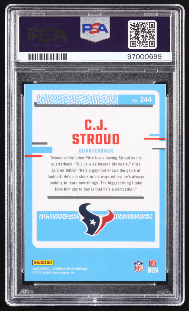 CJ Stroud 2023 Donruss Optic #244 RR RC (PSA 9) at PristineAuction.com CJ Stroud 2023 Donruss Optic #244 RR RC (PSA 9) at PristineAuction.com