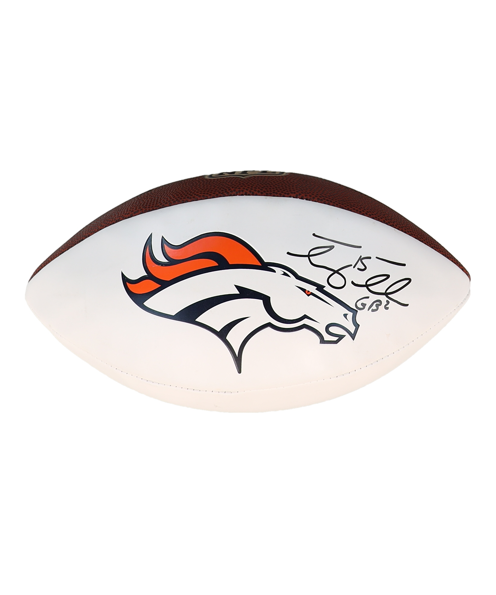 Tim Tebow Signed "The Duke" NFL Broncos Logo Football Inscribed "GB" (Tebow) at PristineAuction.com Tim Tebow Signed "The Duke" NFL Broncos Logo Football Inscribed "GB" (Tebow) at PristineAuction.com