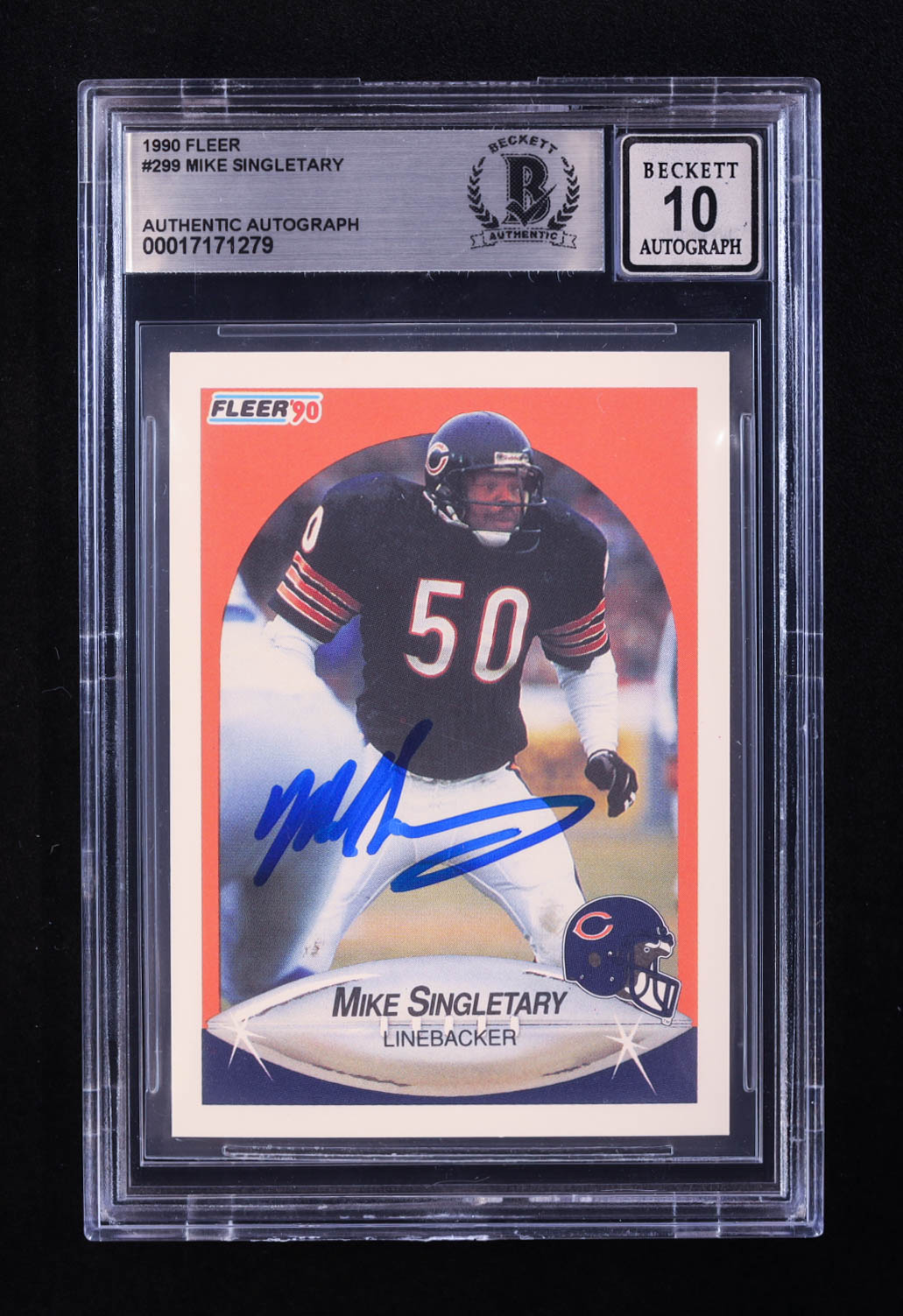 Mike Singletary Signed 1990 Fleer #299 (BGS | Auto 10) at PristineAuction.com Mike Singletary Signed 1990 Fleer #299 (BGS | Auto 10) at PristineAuction.com