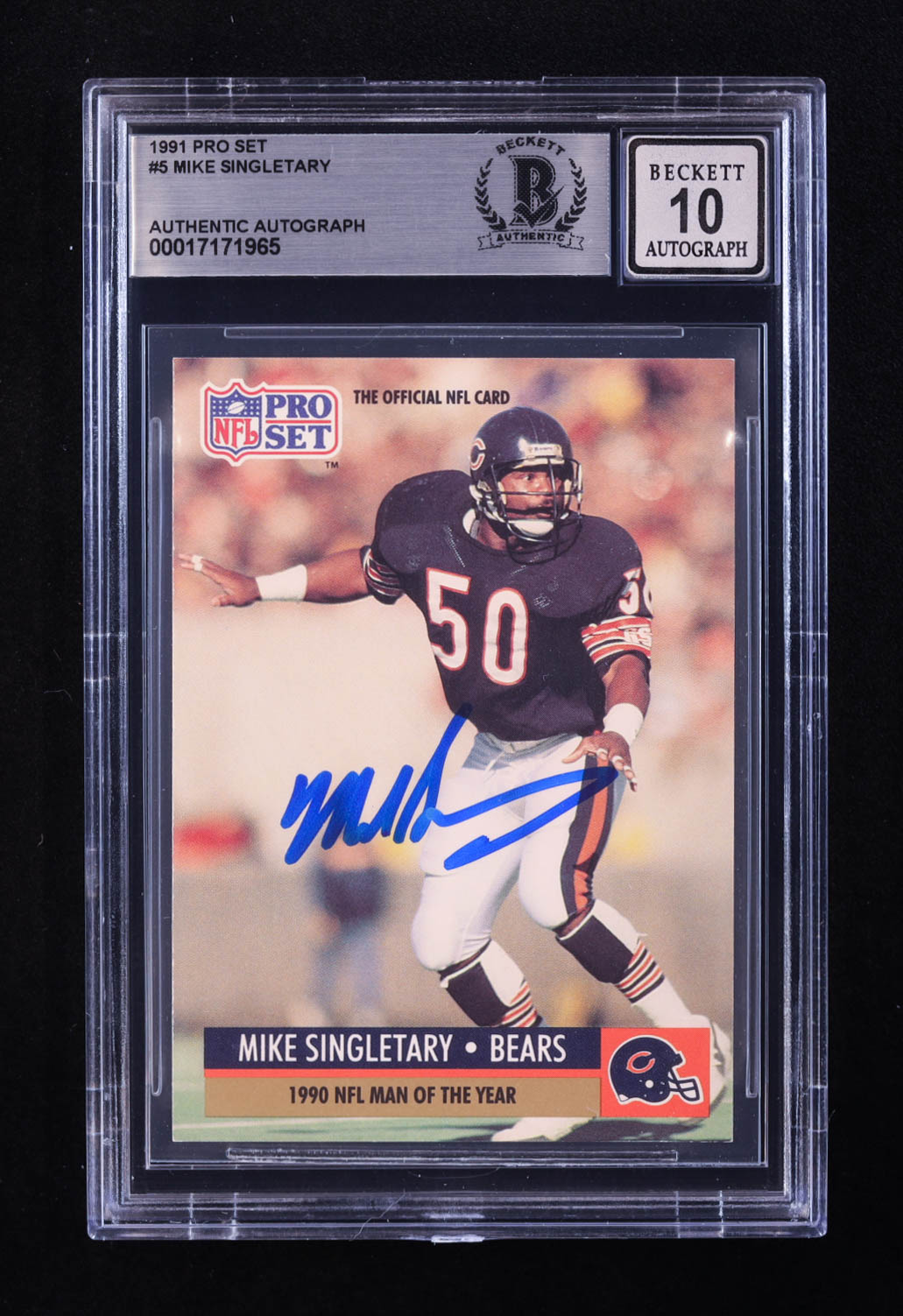 Mike Singletary Signed 1991 Pro Set #5 (BGS | Auto 10) at PristineAuction.com Mike Singletary Signed 1991 Pro Set #5 (BGS | Auto 10) at PristineAuction.com