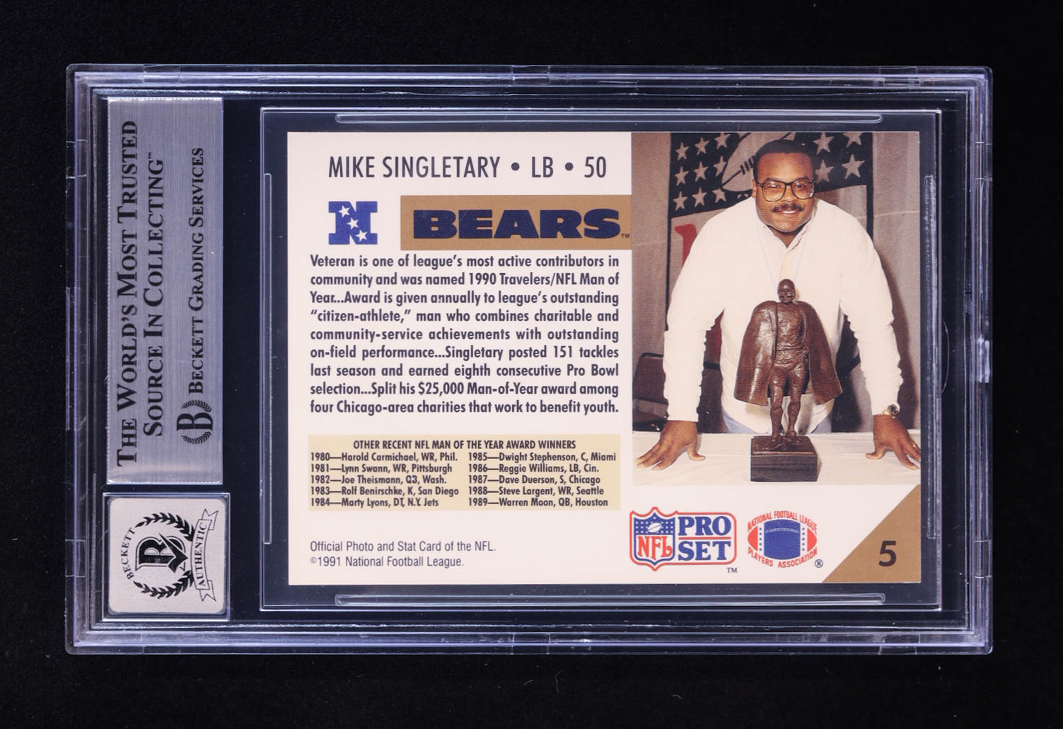 Mike Singletary Signed 1991 Pro Set #5 (BGS | Auto 10) at PristineAuction.com Mike Singletary Signed 1991 Pro Set #5 (BGS | Auto 10) at PristineAuction.com