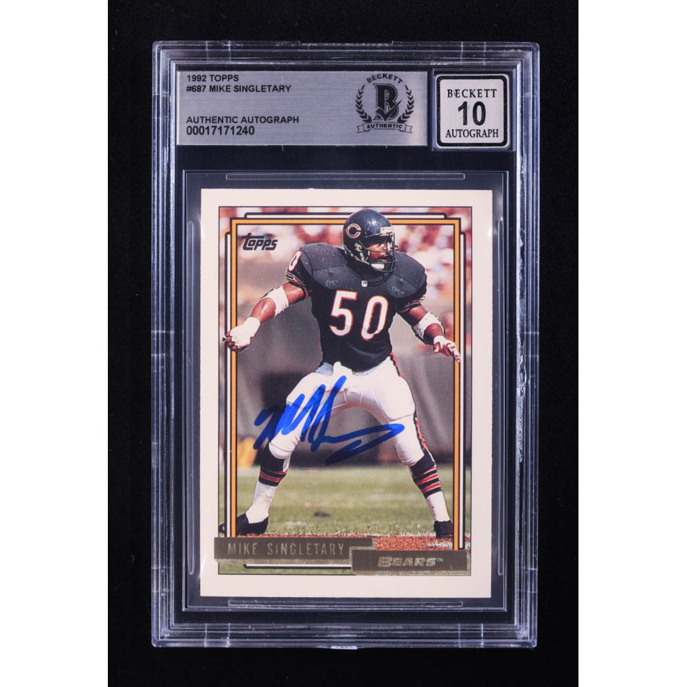Mike Singletary Signed 1992 Topps #687 (BGS | Auto 10) at PristineAuction.com