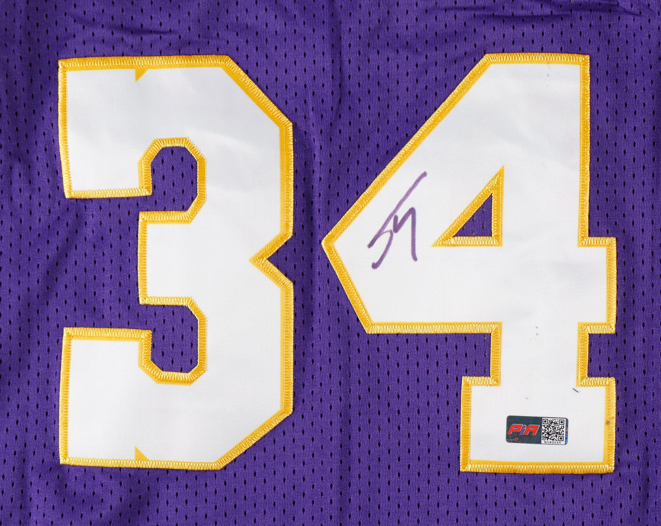 Shaquille O'Neal Signed Lakers Jersey (PIA) at PristineAuction.com Shaquille O'Neal Signed Lakers Jersey (PIA) at PristineAuction.com