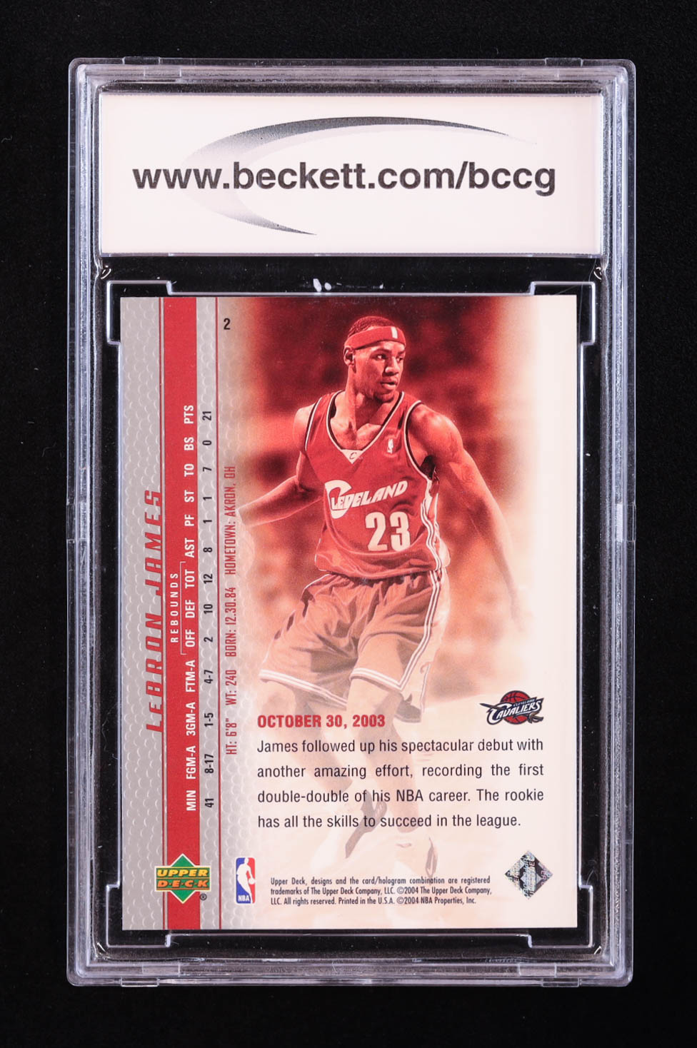 LeBron James 2003-04 Upper Deck Phenomenal Beginning LeBron James #2 RC / Handling the Ball (BCCG 10) at PristineAuction.com LeBron James 2003-04 Upper Deck Phenomenal Beginning LeBron James #2 RC / Handling the Ball (BCCG 10) at PristineAuction.com