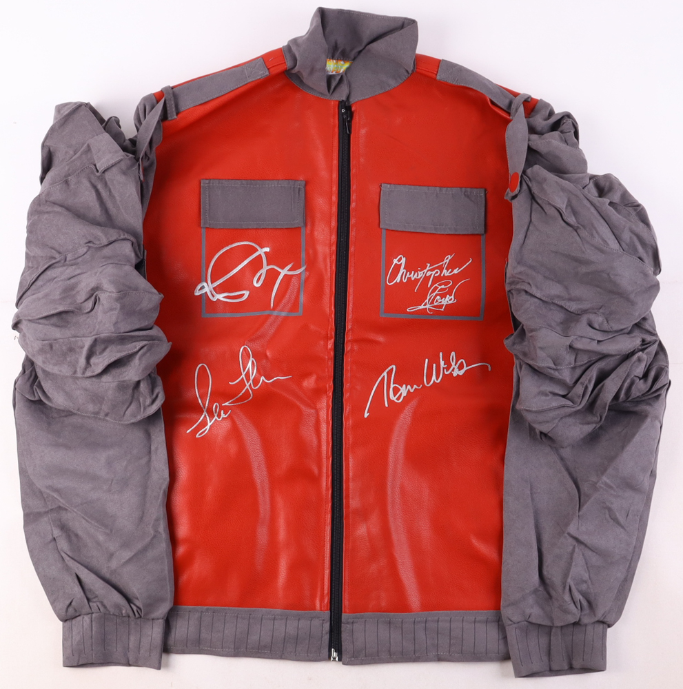 "Back To The Future" Jacket Signed By (4) with Michael J. Fox, Christopher Lloyd, Lea Thompson & Tom Wilson (Beckett) at PristineAuction.com "Back To The Future" Jacket Signed By (4) with Michael J. Fox, Christopher Lloyd, Lea Thompson & Tom Wilson (Beckett) at PristineAuction.com