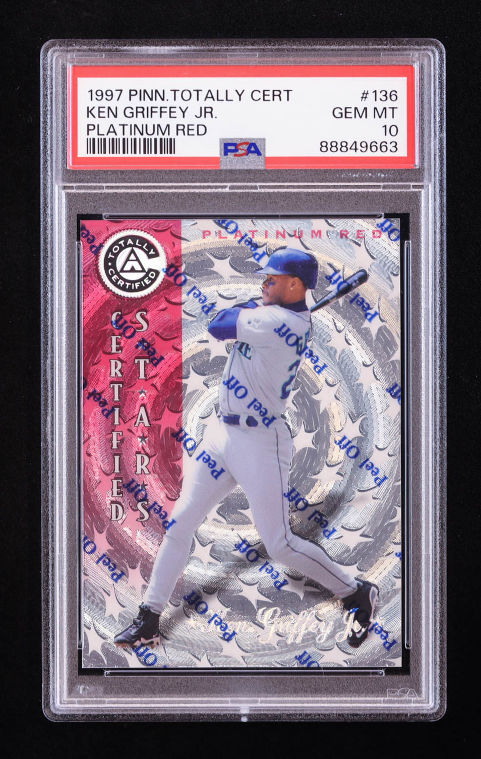 Ken Griffey Jr. 1997 Pinnacle Totally Certified Platinum Red #136 CERT #1905/3999 (PSA 10) at PristineAuction.com Ken Griffey Jr. 1997 Pinnacle Totally Certified Platinum Red #136 CERT #1905/3999 (PSA 10) at PristineAuction.com