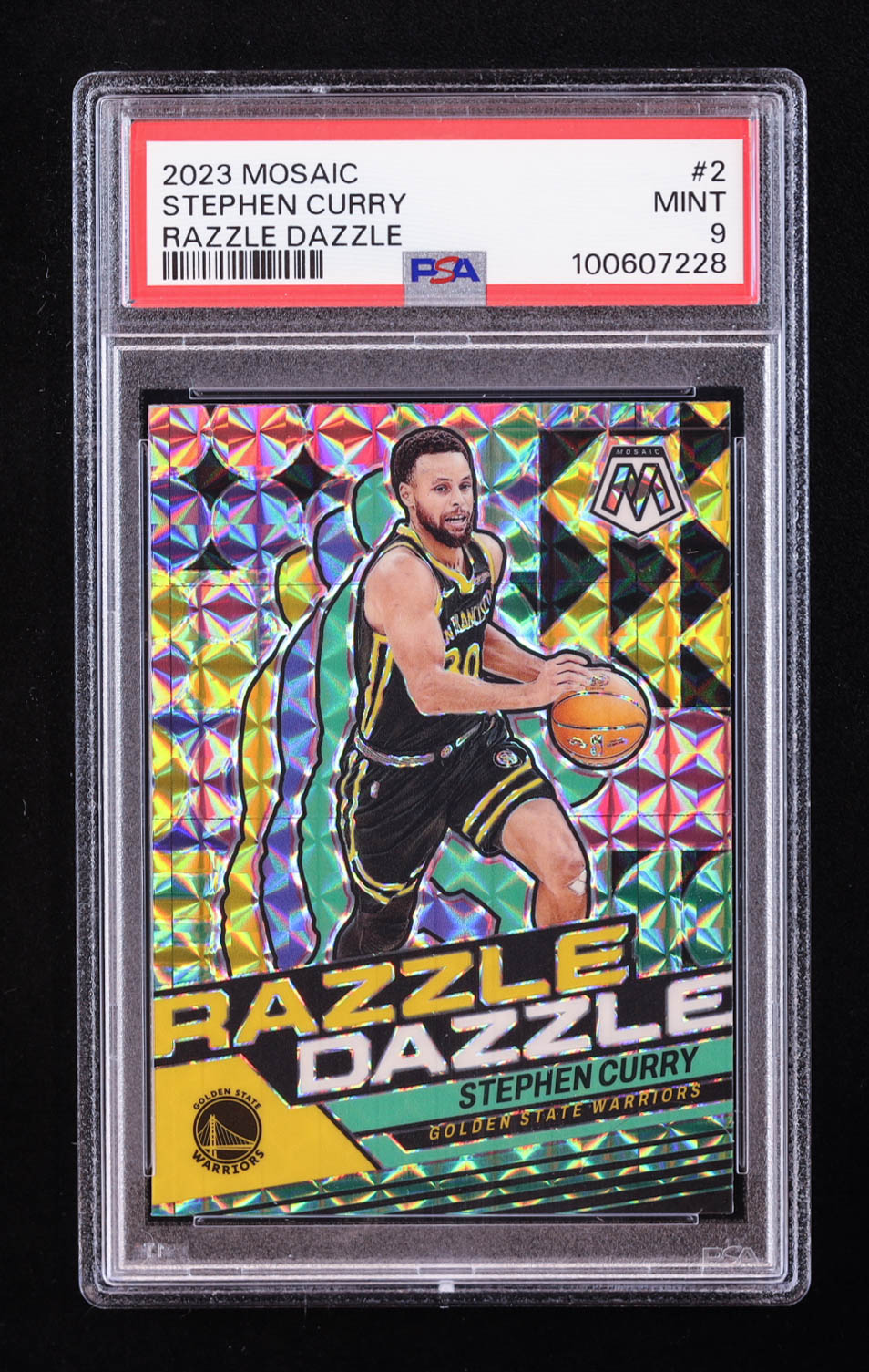 Stephen Curry 2023-24 Panini Mosaic Razzle Dazzle Mosaic #2 (PSA 9) at PristineAuction.com Stephen Curry 2023-24 Panini Mosaic Razzle Dazzle Mosaic #2 (PSA 9) at PristineAuction.com