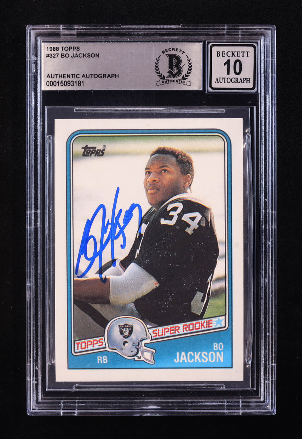 Bo Jackson Signed 1988 Topps #327 SR RC (BGS | Auto 10) at PristineAuction.com Bo Jackson Signed 1988 Topps #327 SR RC (BGS | Auto 10) at PristineAuction.com