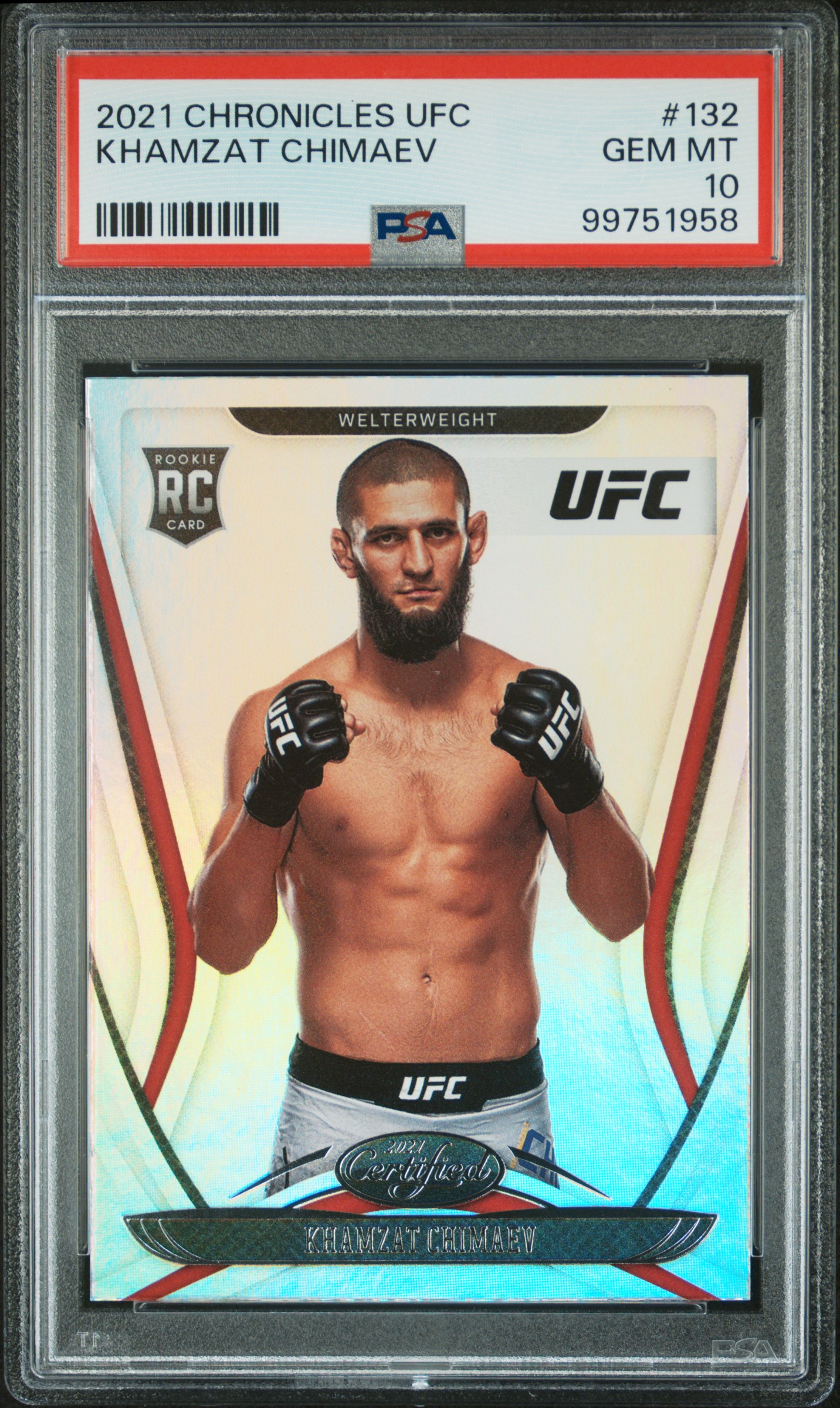 Khamzat Chimaev 2021 Chronicles UFC #132 RC (PSA 10) at PristineAuction.com Khamzat Chimaev 2021 Chronicles UFC #132 RC (PSA 10) at PristineAuction.com