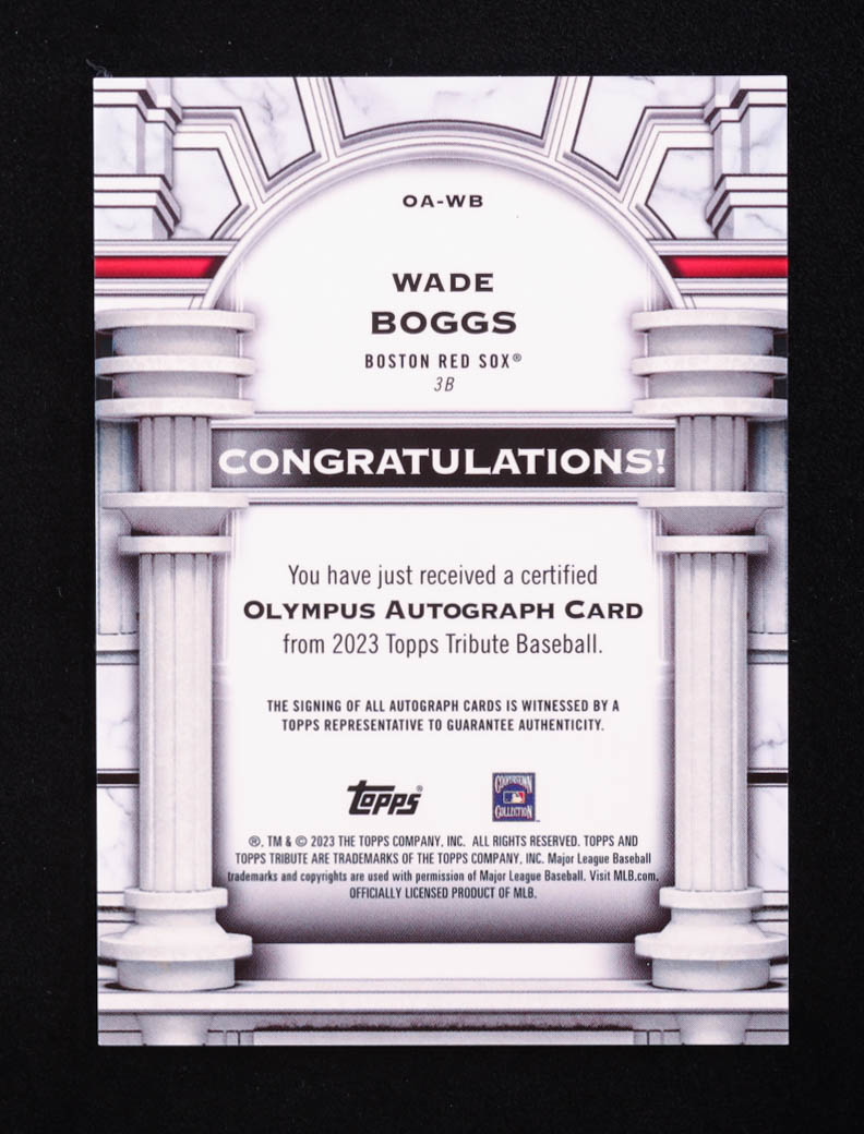Wade Boggs 2023 Topps Tribute Olympus Autographs #OAWB #163/199 at PristineAuction.com Wade Boggs 2023 Topps Tribute Olympus Autographs #OAWB #163/199 at PristineAuction.com