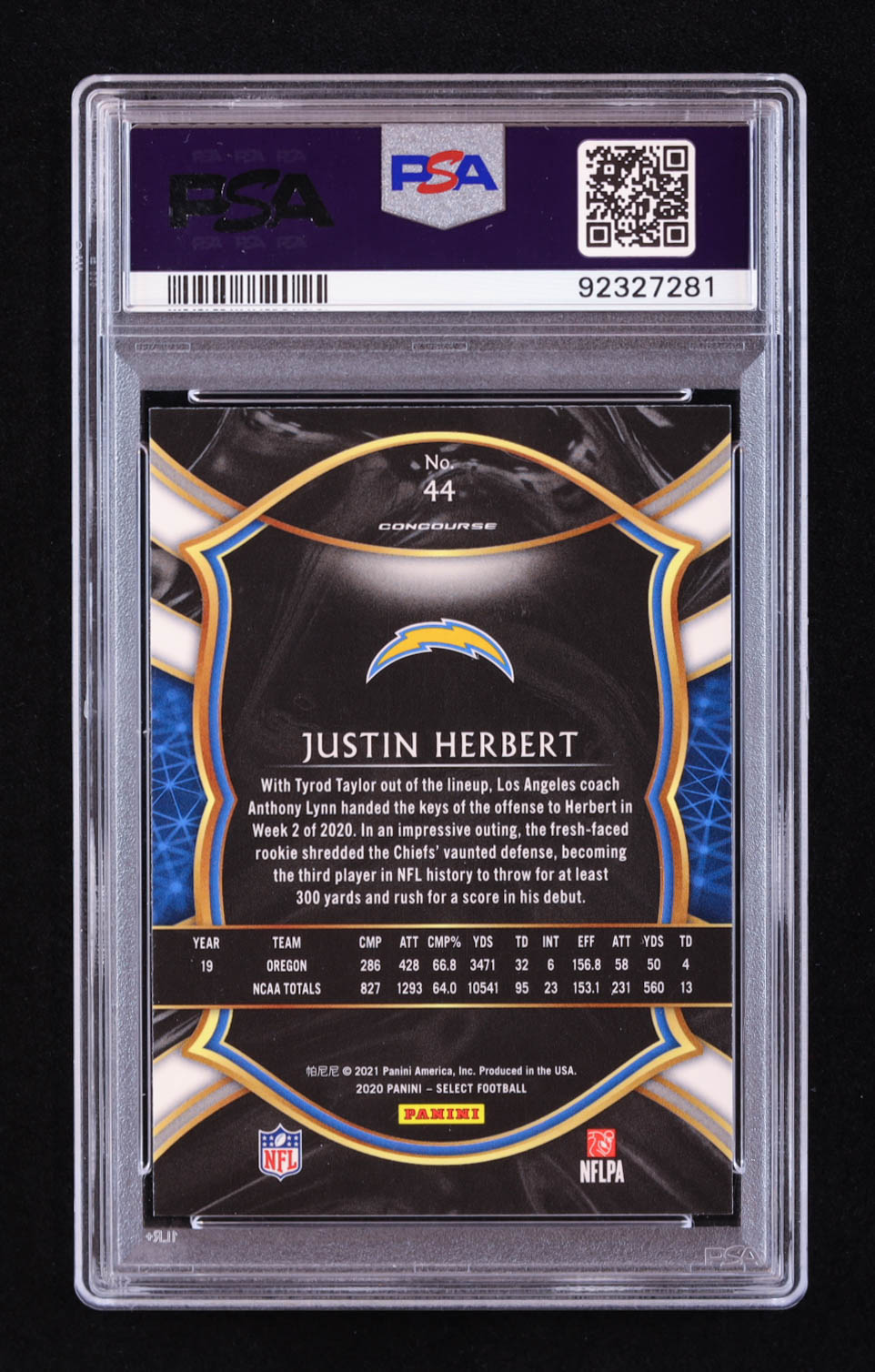 Justin Herbert 2020 Select #44 RC (PSA 10) at PristineAuction.com Justin Herbert 2020 Select #44 RC (PSA 10) at PristineAuction.com