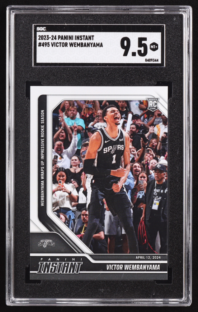 Victor Wembanyama 2023-24 Panini Instant #495 RC (SGC 9.5) at PristineAuction.com Victor Wembanyama 2023-24 Panini Instant #495 RC (SGC 9.5) at PristineAuction.com