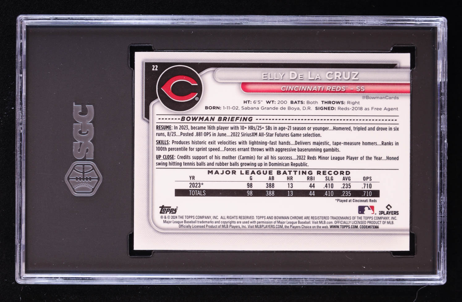 Elly De La Cruz 2024 Bowman Chrome Bowman Mega Box #22 RC (SGC 10) at PristineAuction.com Elly De La Cruz 2024 Bowman Chrome Bowman Mega Box #22 RC (SGC 10) at PristineAuction.com