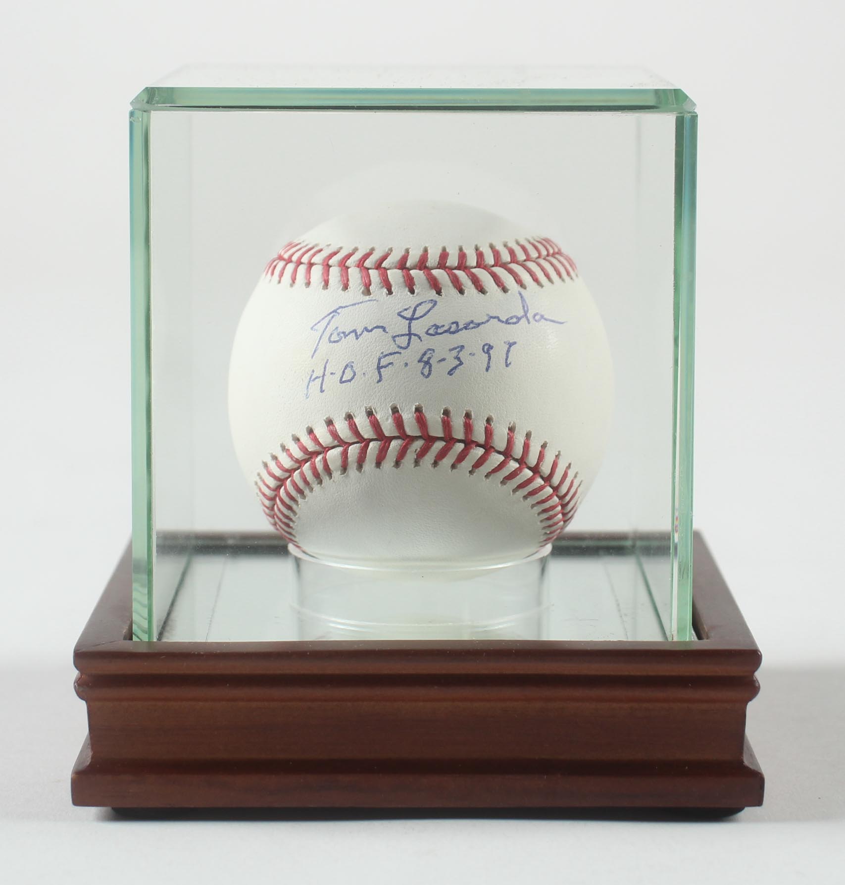 Tommy Lasorda Signed OML Baseball with Display Case Inscribed "H.O.F. 8-3- 97" (PSA) at PristineAuction.com Tommy Lasorda Signed OML Baseball with Display Case Inscribed "H.O.F. 8-3- 97" (PSA) at PristineAuction.com