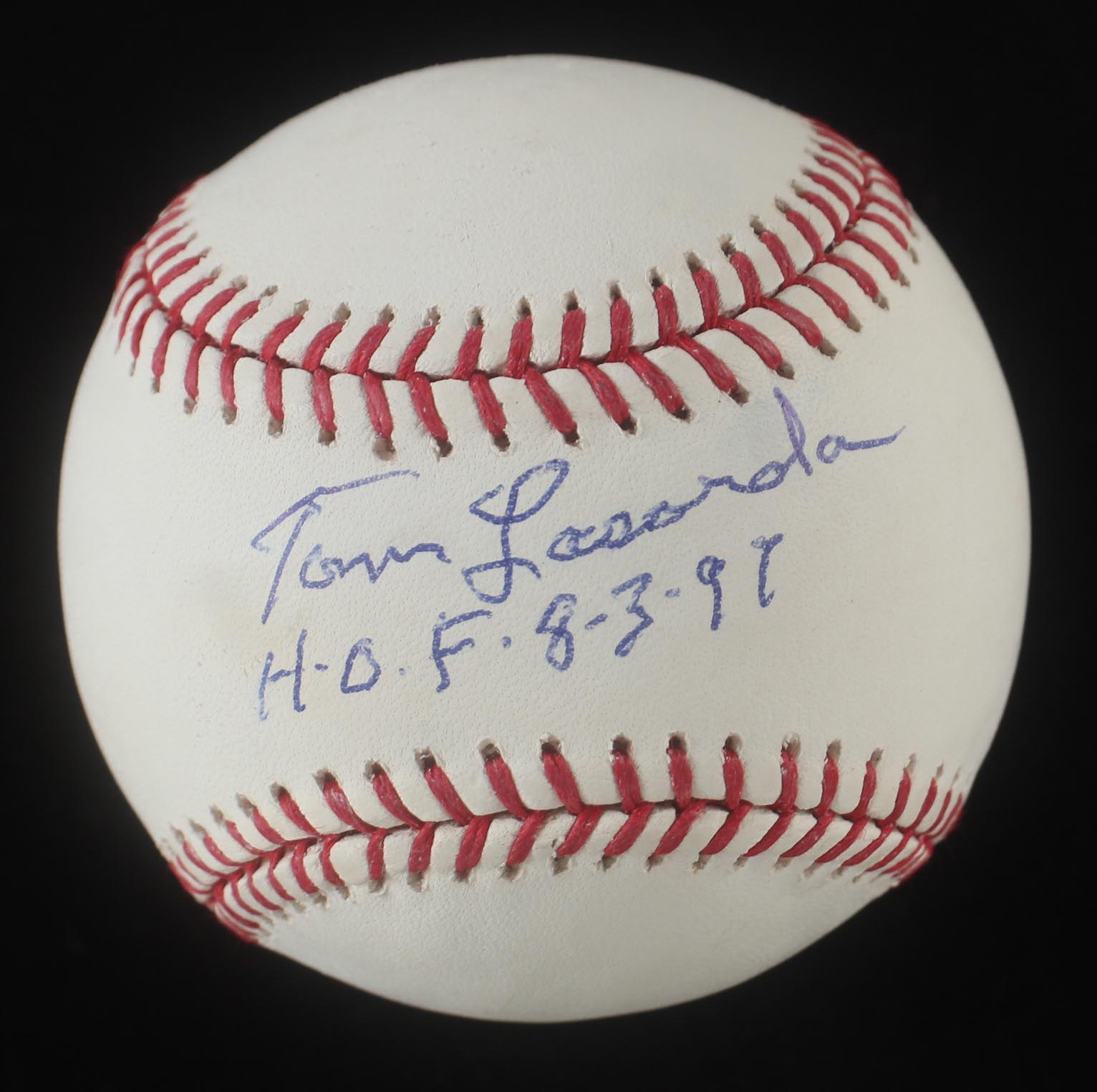 Tommy Lasorda Signed OML Baseball with Display Case Inscribed "H.O.F. 8-3- 97" (PSA) at PristineAuction.com Tommy Lasorda Signed OML Baseball with Display Case Inscribed "H.O.F. 8-3- 97" (PSA) at PristineAuction.com
