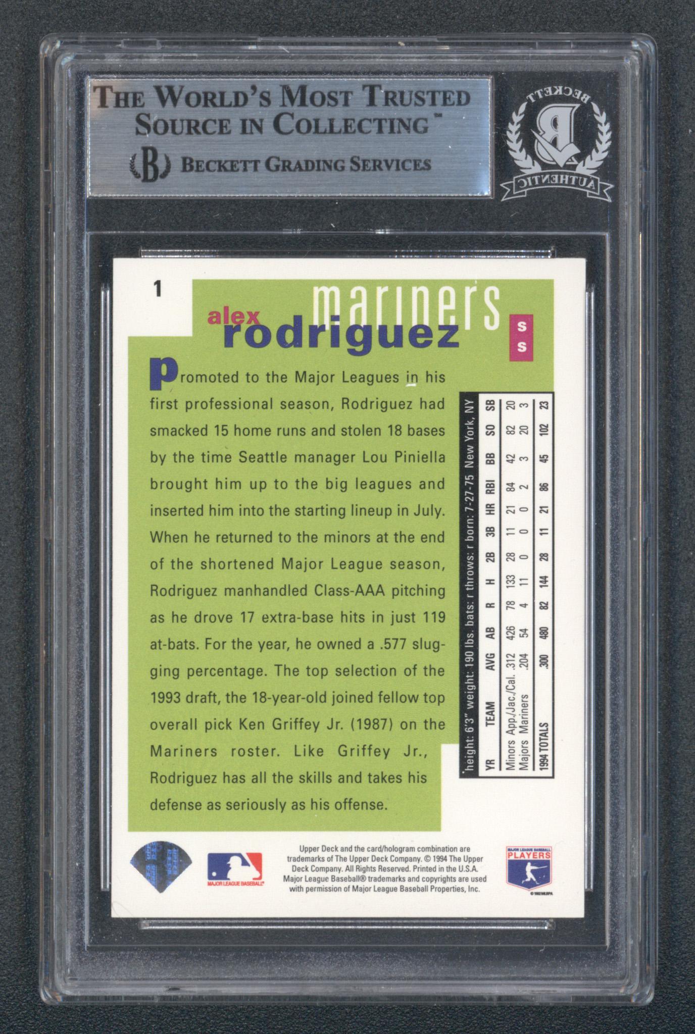Alex Rodriguez Signed Collector's Choice SE #1 (BGS) at PristineAuction.com Alex Rodriguez Signed Collector's Choice SE #1 (BGS) at PristineAuction.com