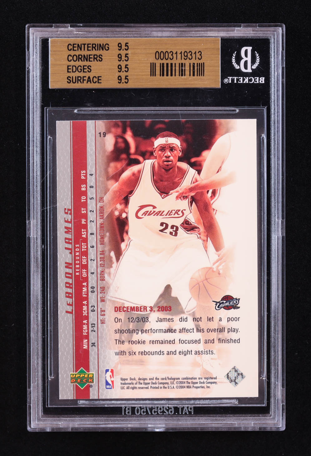 LeBron James 2003-04 Upper Deck Phenomenal Beginning LeBron James #19 RC (BGS 9.5) at PristineAuction.com LeBron James 2003-04 Upper Deck Phenomenal Beginning LeBron James #19 RC (BGS 9.5) at PristineAuction.com